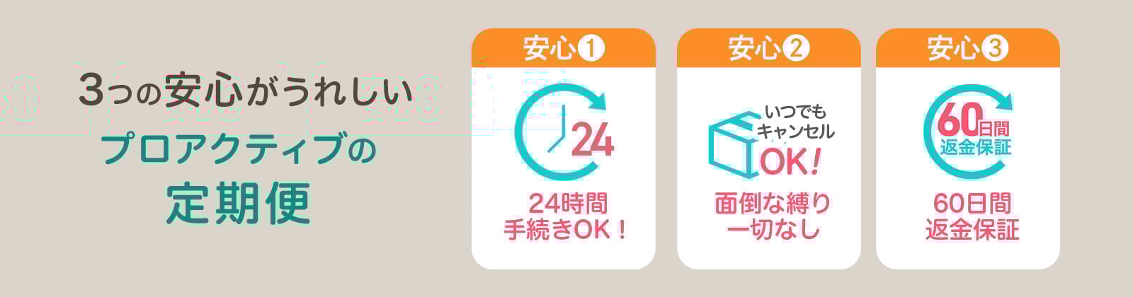 ３つの安心がうれしいプロアクティブの定期便