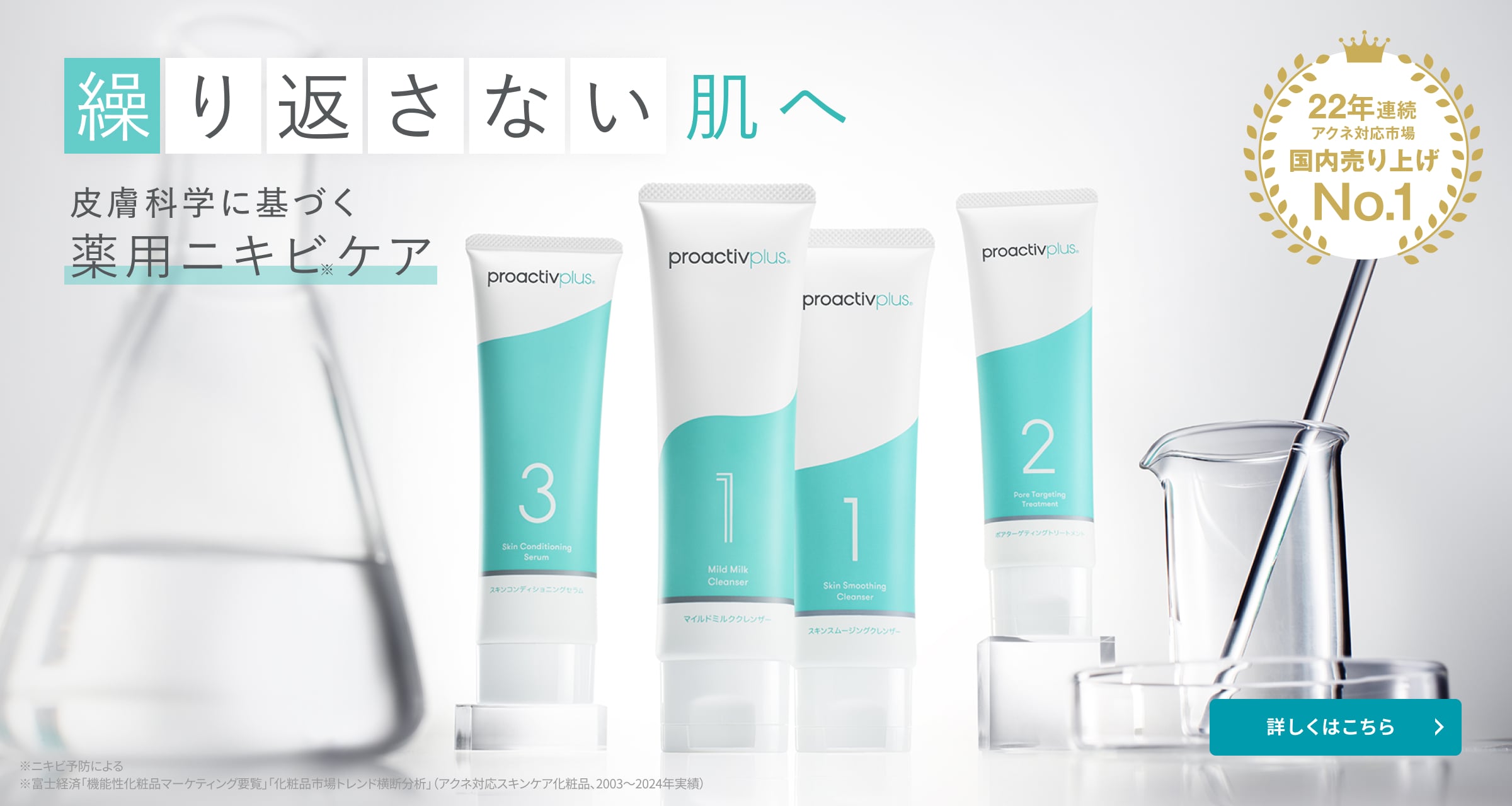 スライド画像　繰り返さない肌へ　皮膚科学に基づく薬用ニキビケア